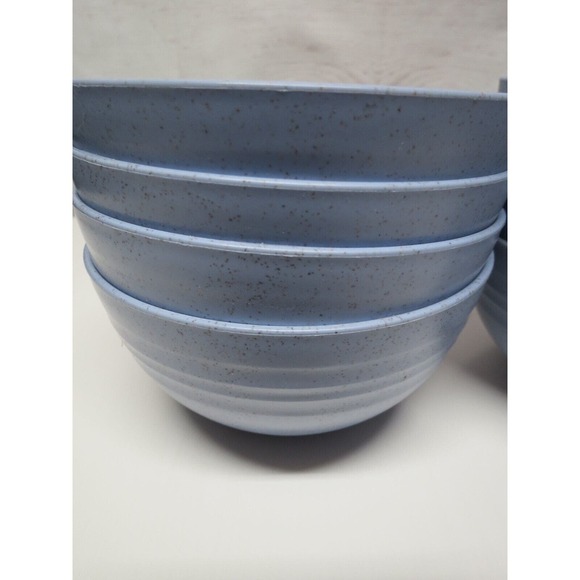 Set of 8 Unbreakable Wheat Straw Cereal Bowls - Blue Speckle - BPA Free - Picture 3 of 5